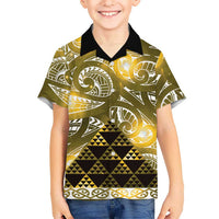 Matariki New Zealand Family Matching Summer Maxi Dress and Hawaiian Shirt NZ Niho Taniwha Maori New Year Yellow Galaxy LT14 Son's Shirt Yellow - Polynesian Pride