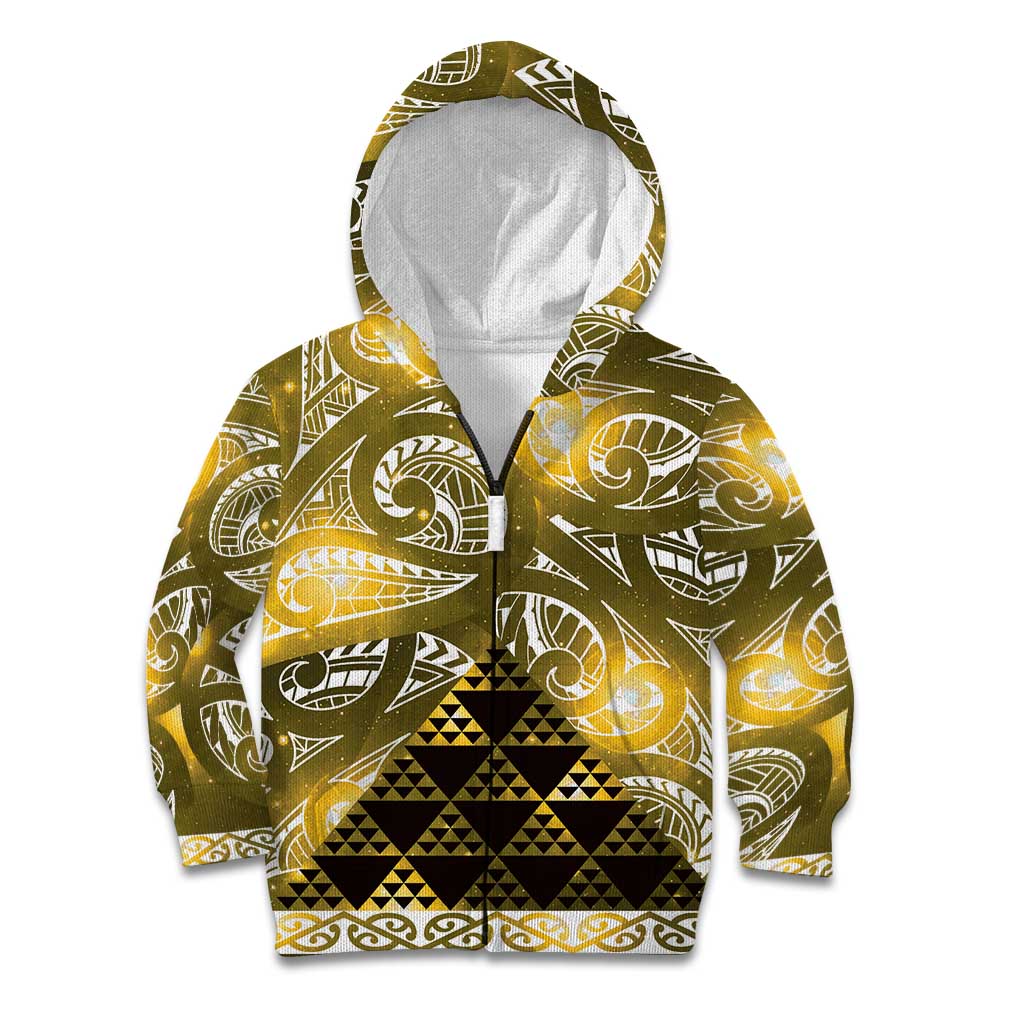 Matariki New Zealand Kid Hoodie NZ Niho Taniwha Maori New Year Yellow Galaxy