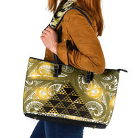 Matariki New Zealand Leather Tote Bag NZ Niho Taniwha Maori New Year Yellow Galaxy