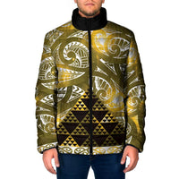 Matariki New Zealand Padded Jacket NZ Niho Taniwha Maori New Year Yellow Galaxy