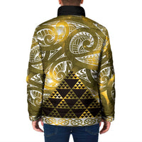Matariki New Zealand Padded Jacket NZ Niho Taniwha Maori New Year Yellow Galaxy