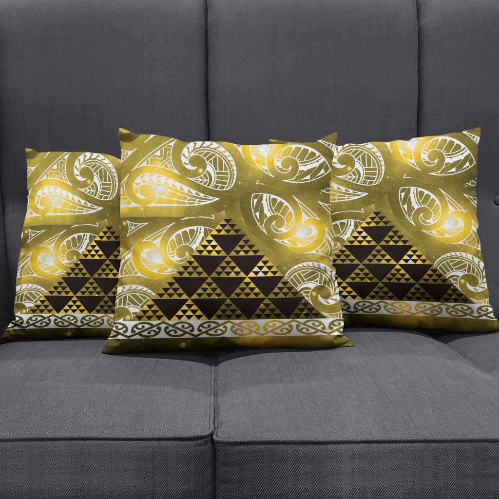 Matariki New Zealand Pillow Cover NZ Niho Taniwha Maori New Year Yellow Galaxy