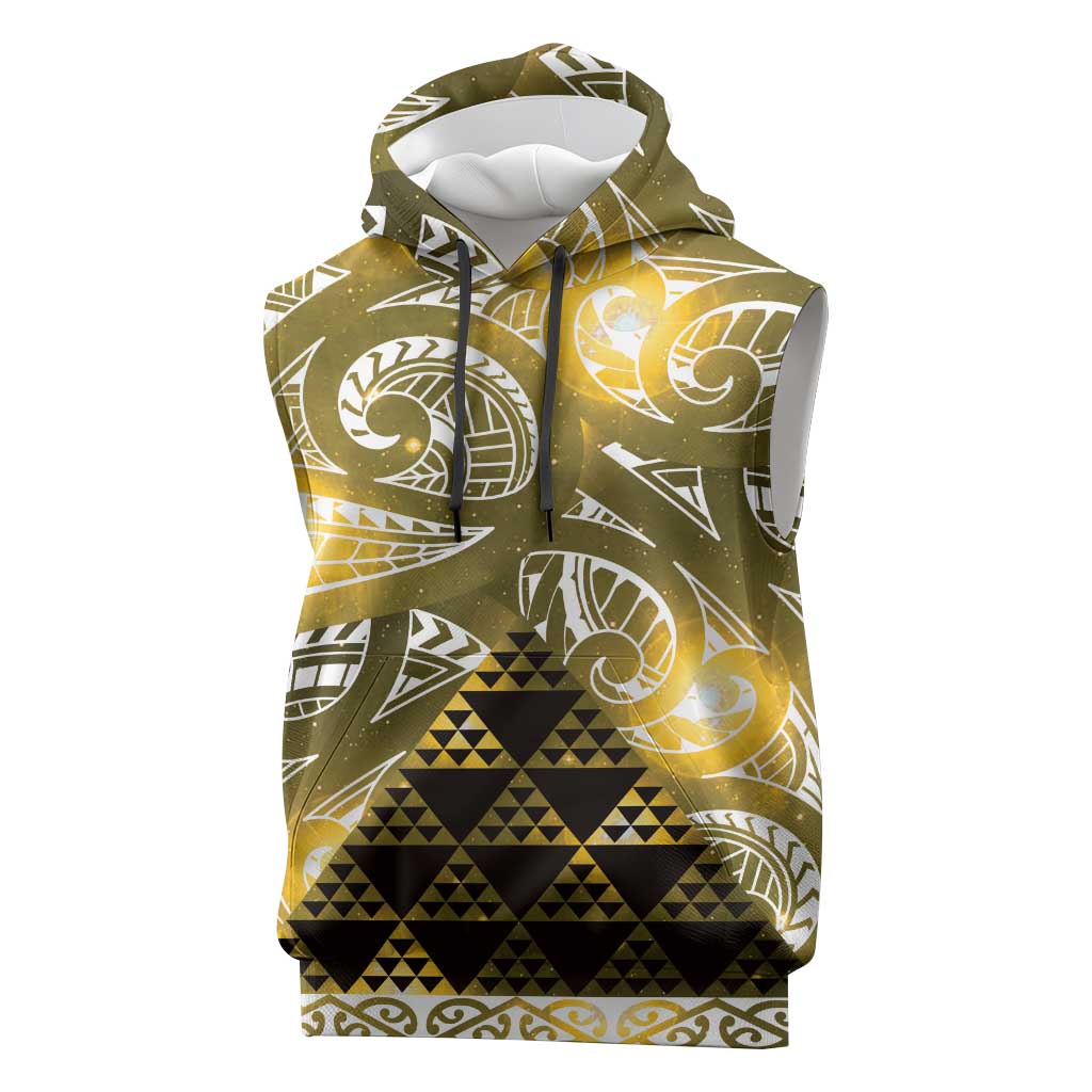 Matariki New Zealand Sleeveless Hoodie NZ Niho Taniwha Maori New Year Yellow Galaxy LT14 Yellow - Polynesian Pride
