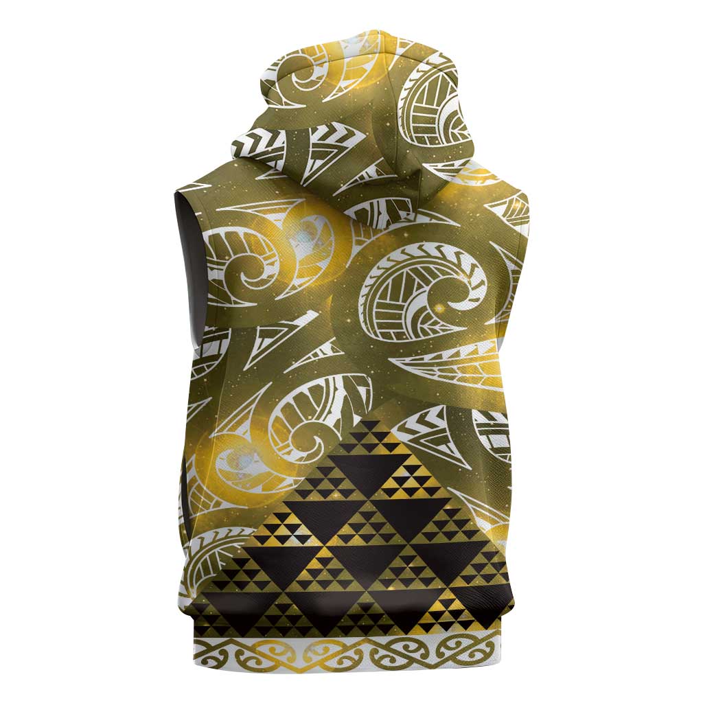 Matariki New Zealand Sleeveless Hoodie NZ Niho Taniwha Maori New Year Yellow Galaxy LT14 - Polynesian Pride