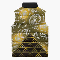 Matariki New Zealand Sleeveless Puffer Jacket NZ Niho Taniwha Maori New Year Yellow Galaxy