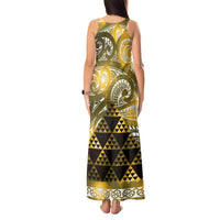 Matariki New Zealand Tank Maxi Dress NZ Niho Taniwha Maori New Year Yellow Galaxy