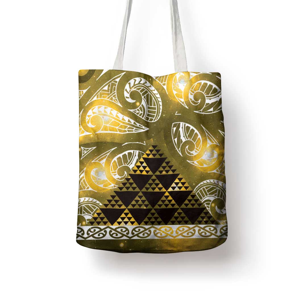 Matariki New Zealand Tote Bag NZ Niho Taniwha Maori New Year Yellow Galaxy