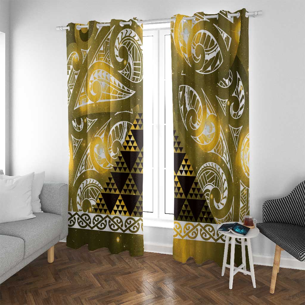 Matariki New Zealand Window Curtain NZ Niho Taniwha Maori New Year Yellow Galaxy