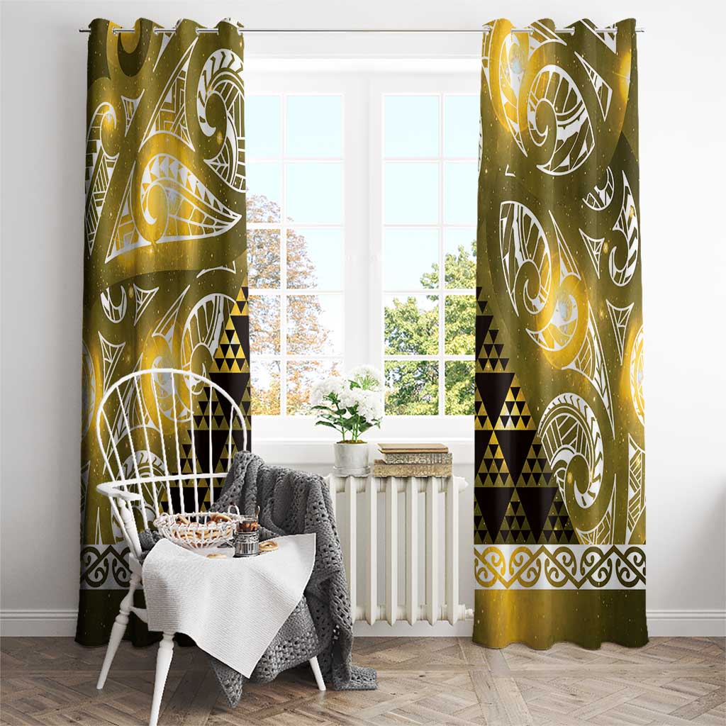 Matariki New Zealand Window Curtain NZ Niho Taniwha Maori New Year Yellow Galaxy