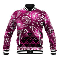 Matariki New Zealand Baseball Jacket NZ Niho Taniwha Maori New Year Pink Galaxy