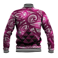 Matariki New Zealand Baseball Jacket NZ Niho Taniwha Maori New Year Pink Galaxy