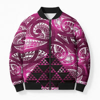 Matariki New Zealand Bomber Puffer Jacket NZ Niho Taniwha Maori New Year Pink Galaxy