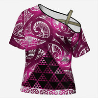 Matariki New Zealand Cross Shoulder Shirt NZ Niho Taniwha Maori New Year Pink Galaxy
