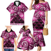 Matariki New Zealand Family Matching Mermaid Dress and Hawaiian Shirt NZ Niho Taniwha Maori New Year Pink Galaxy LT14 - Polynesian Pride