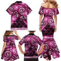 Matariki New Zealand Family Matching Mermaid Dress and Hawaiian Shirt NZ Niho Taniwha Maori New Year Pink Galaxy LT14 - Polynesian Pride