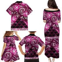 Matariki New Zealand Family Matching Puletasi and Hawaiian Shirt NZ Niho Taniwha Maori New Year Pink Galaxy LT14 - Polynesian Pride