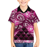 Matariki New Zealand Family Matching Puletasi and Hawaiian Shirt NZ Niho Taniwha Maori New Year Pink Galaxy LT14 Son's Shirt Pink - Polynesian Pride