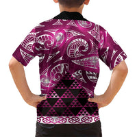 Matariki New Zealand Family Matching Summer Maxi Dress and Hawaiian Shirt NZ Niho Taniwha Maori New Year Pink Galaxy LT14 - Polynesian Pride