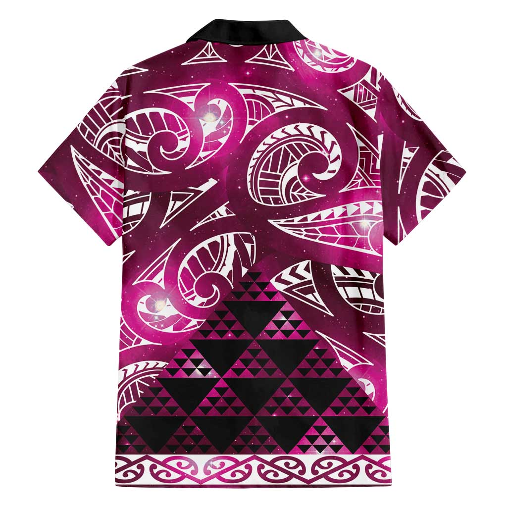 Matariki New Zealand Family Matching Summer Maxi Dress and Hawaiian Shirt NZ Niho Taniwha Maori New Year Pink Galaxy LT14 - Polynesian Pride