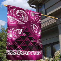 Matariki New Zealand Garden Flag NZ Niho Taniwha Maori New Year Pink Galaxy