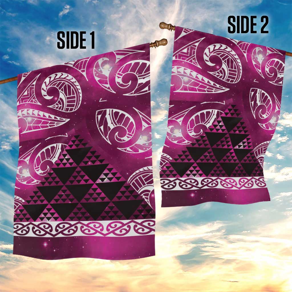 Matariki New Zealand Garden Flag NZ Niho Taniwha Maori New Year Pink Galaxy
