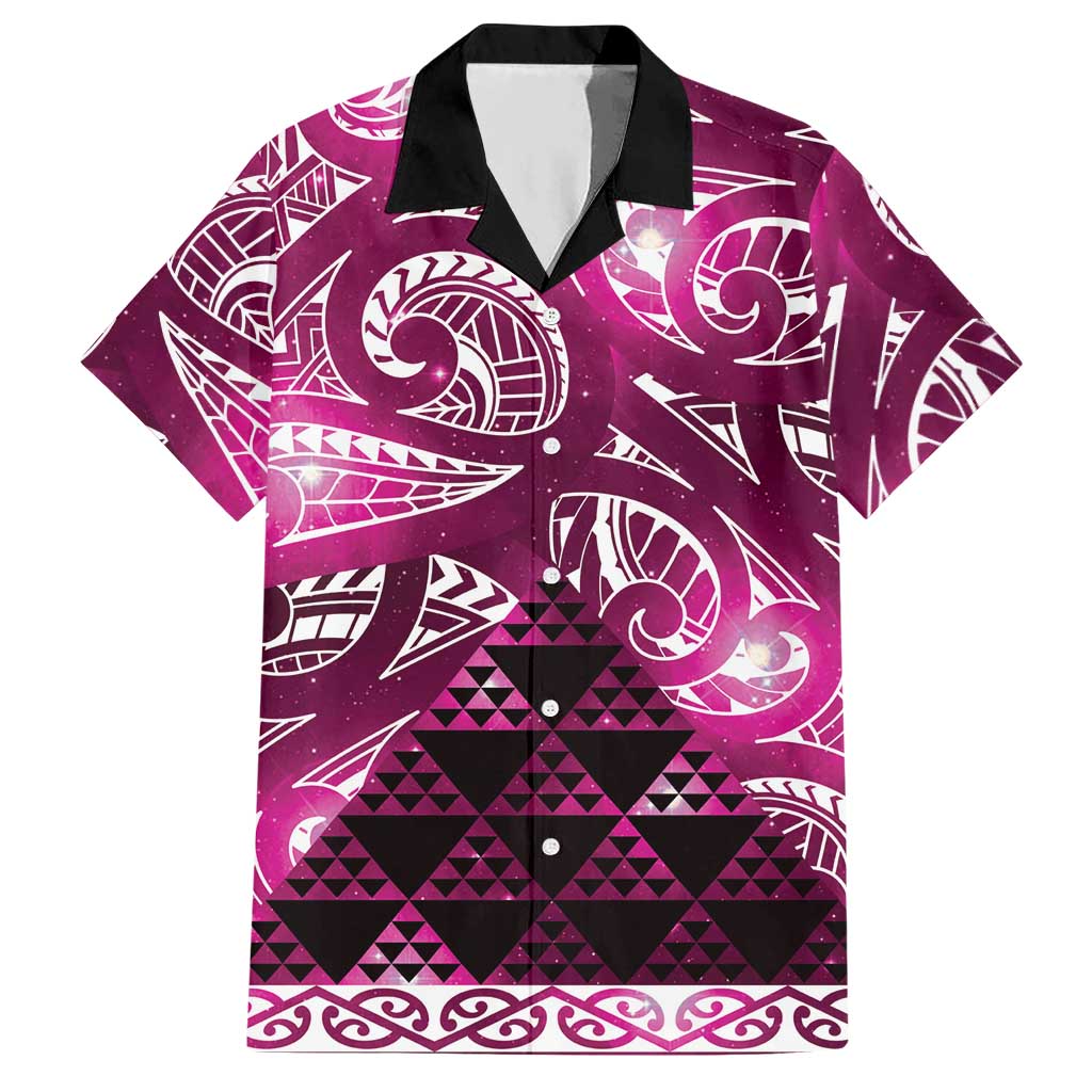 Matariki New Zealand Hawaiian Shirt NZ Niho Taniwha Maori New Year Pink Galaxy