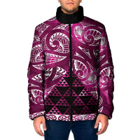 Matariki New Zealand Padded Jacket NZ Niho Taniwha Maori New Year Pink Galaxy