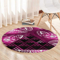 Matariki New Zealand Round Carpet NZ Niho Taniwha Maori New Year Pink Galaxy
