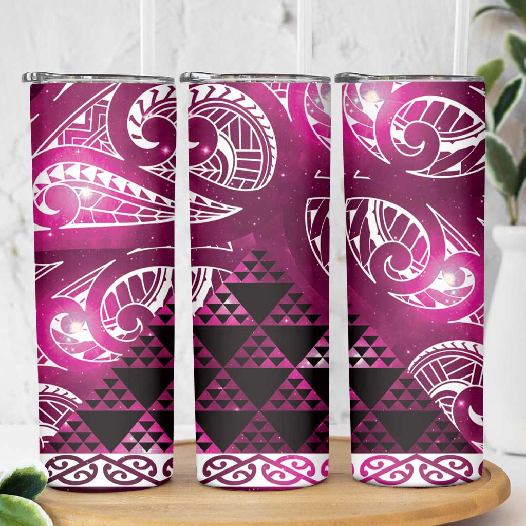 Matariki New Zealand Skinny Tumbler NZ Niho Taniwha Maori New Year Pink Galaxy LT14 - Polynesian Pride