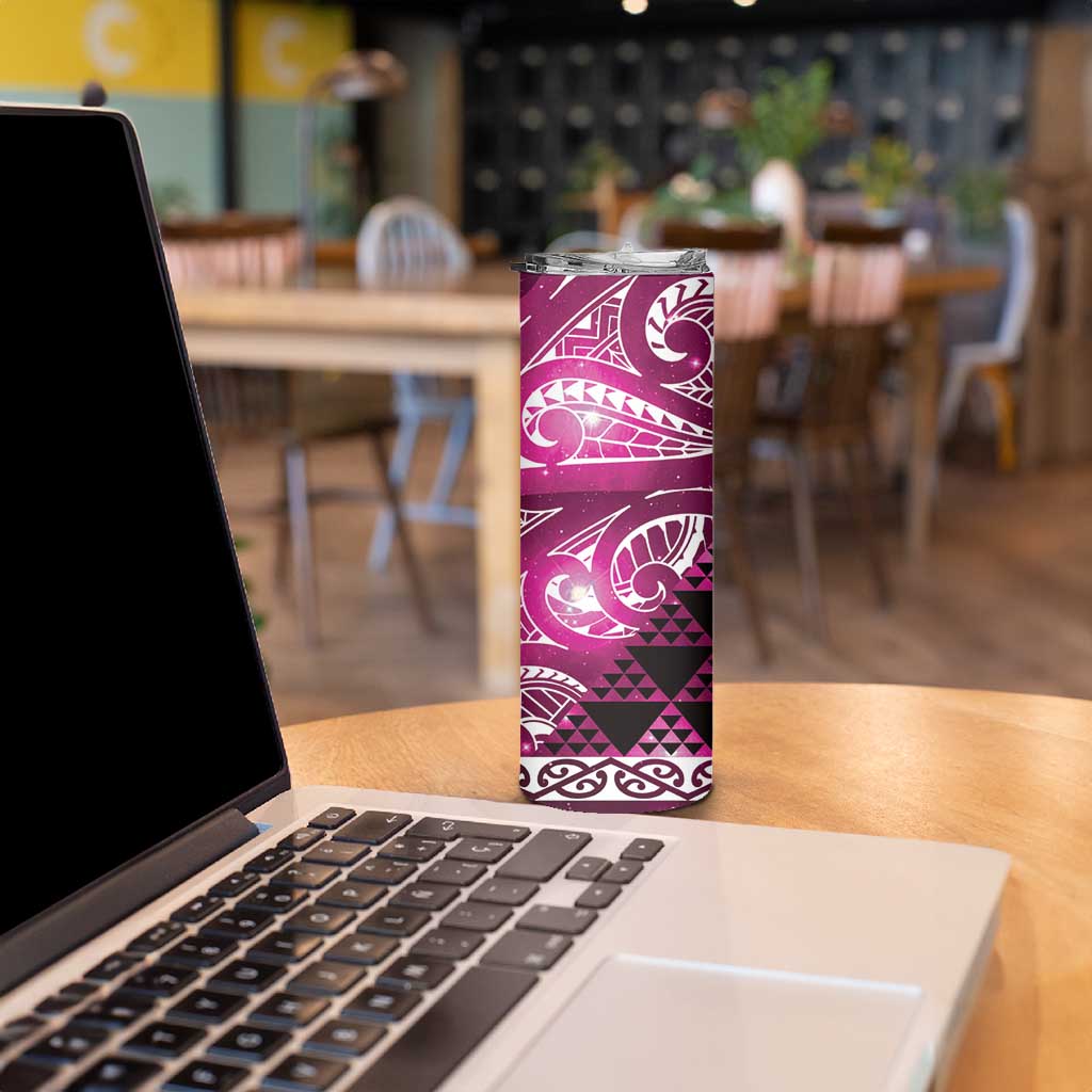 Matariki New Zealand Skinny Tumbler NZ Niho Taniwha Maori New Year Pink Galaxy LT14 - Polynesian Pride