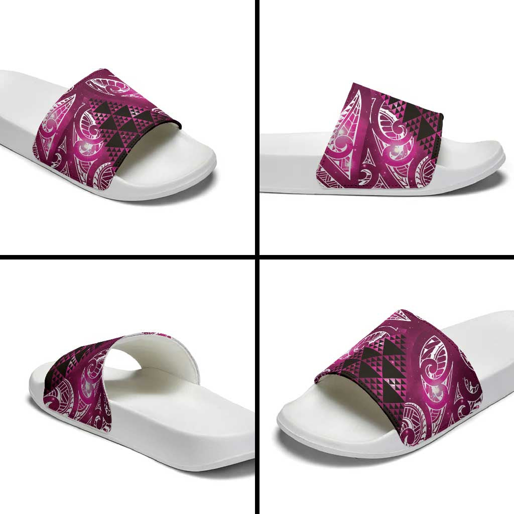 Matariki New Zealand Slide Sandals NZ Niho Taniwha Maori New Year Pink Galaxy