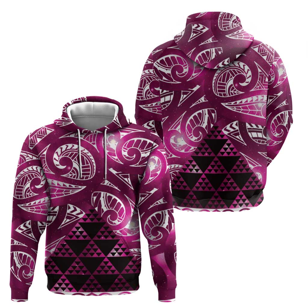Matariki New Zealand Zip Hoodie NZ Niho Taniwha Maori New Year Pink Galaxy