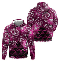 Matariki New Zealand Zip Hoodie NZ Niho Taniwha Maori New Year Pink Galaxy