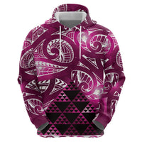 Matariki New Zealand Zip Hoodie NZ Niho Taniwha Maori New Year Pink Galaxy