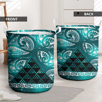 Matariki New Zealand Laundry Basket NZ Niho Taniwha Maori New Year Cyan Galaxy