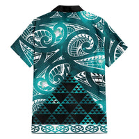 Matariki New Zealand Family Matching Puletasi and Hawaiian Shirt NZ Niho Taniwha Maori New Year Cyan Galaxy LT14 - Polynesian Pride