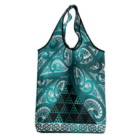 Matariki New Zealand Grocery Bag NZ Niho Taniwha Maori New Year Cyan Galaxy