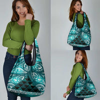 Matariki New Zealand Grocery Bag NZ Niho Taniwha Maori New Year Cyan Galaxy