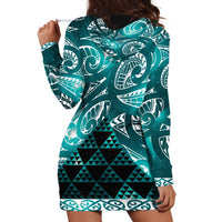 Matariki New Zealand Hoodie Dress NZ Niho Taniwha Maori New Year Cyan Galaxy LT14 - Polynesian Pride