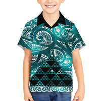 Matariki New Zealand Kid Hawaiian Shirt NZ Niho Taniwha Maori New Year Cyan Galaxy LT14 Kid Cyan - Polynesian Pride