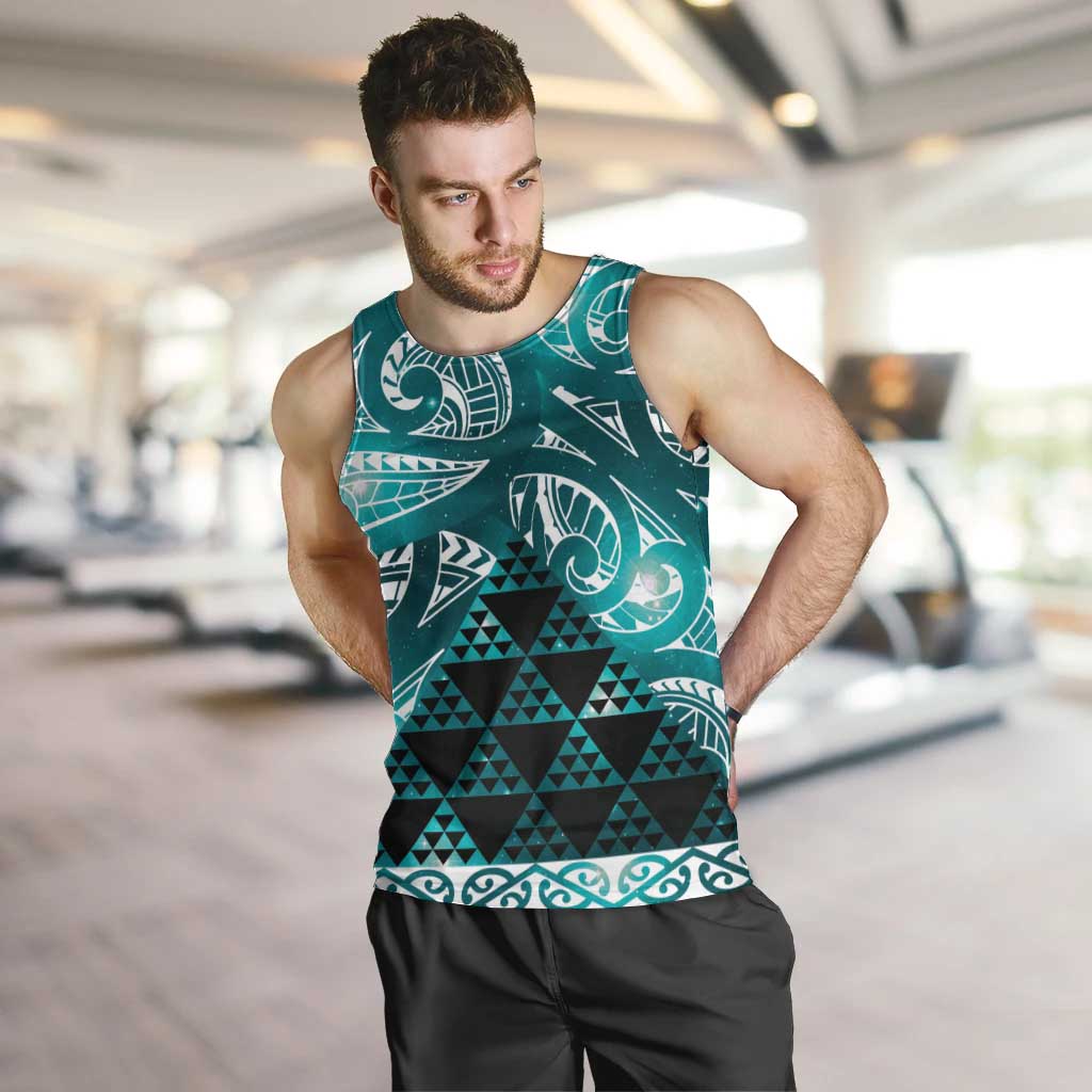 Matariki New Zealand Men Tank Top NZ Niho Taniwha Maori New Year Cyan Galaxy