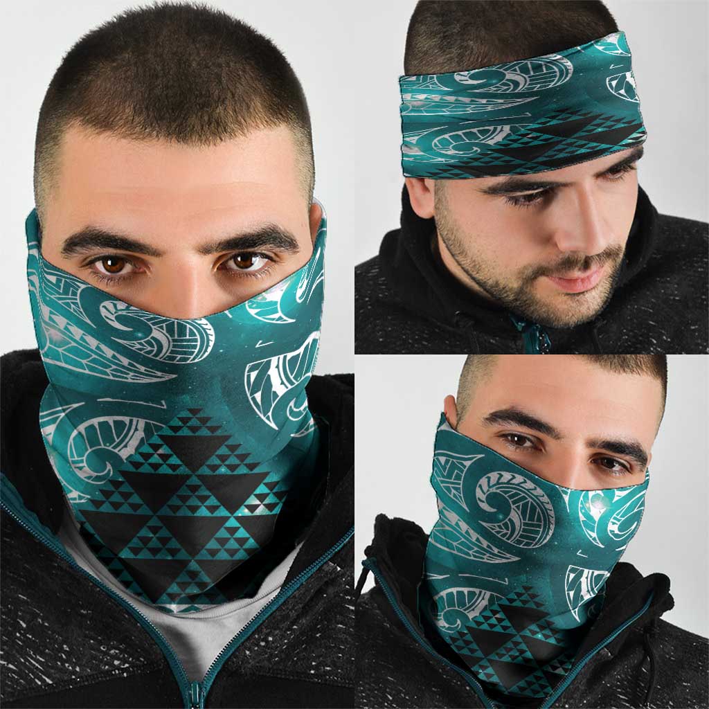 Matariki New Zealand Neck Gaiter NZ Niho Taniwha Maori New Year Cyan Galaxy