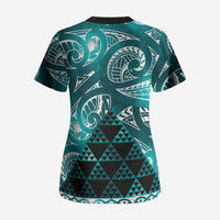 Matariki New Zealand Scrub Top NZ Niho Taniwha Maori New Year Cyan Galaxy