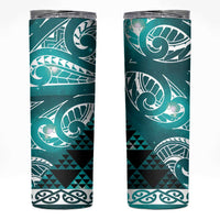 Matariki New Zealand Skinny Tumbler NZ Niho Taniwha Maori New Year Cyan Galaxy LT14 Cyan - Polynesian Pride