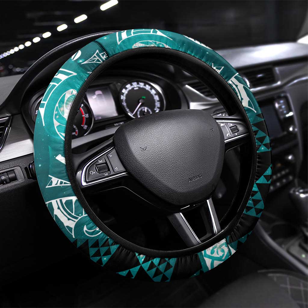 Matariki New Zealand Steering Wheel Cover NZ Niho Taniwha Maori New Year Cyan Galaxy