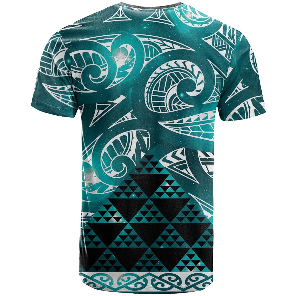 Matariki New Zealand T Shirt NZ Niho Taniwha Maori New Year Cyan Galaxy
