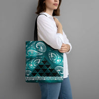 Matariki New Zealand Tote Bag NZ Niho Taniwha Maori New Year Cyan Galaxy