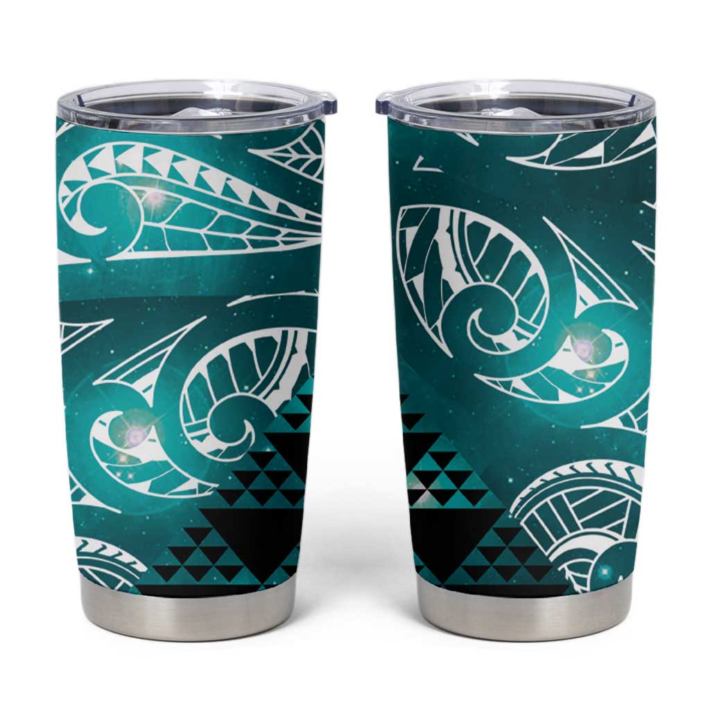 Matariki New Zealand Tumbler Cup NZ Niho Taniwha Maori New Year Cyan Galaxy LT14 Cyan - Polynesian Pride