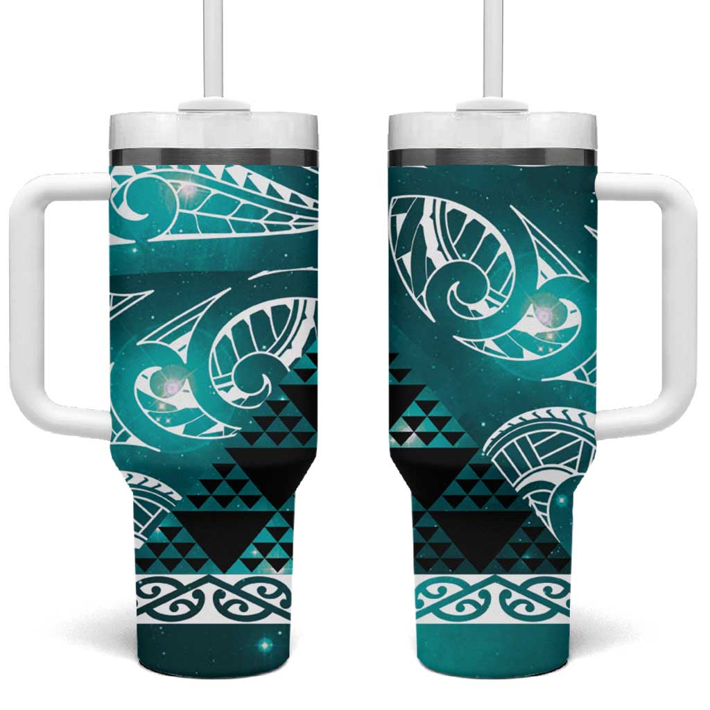 Matariki New Zealand Tumbler With Handle NZ Niho Taniwha Maori New Year Cyan Galaxy