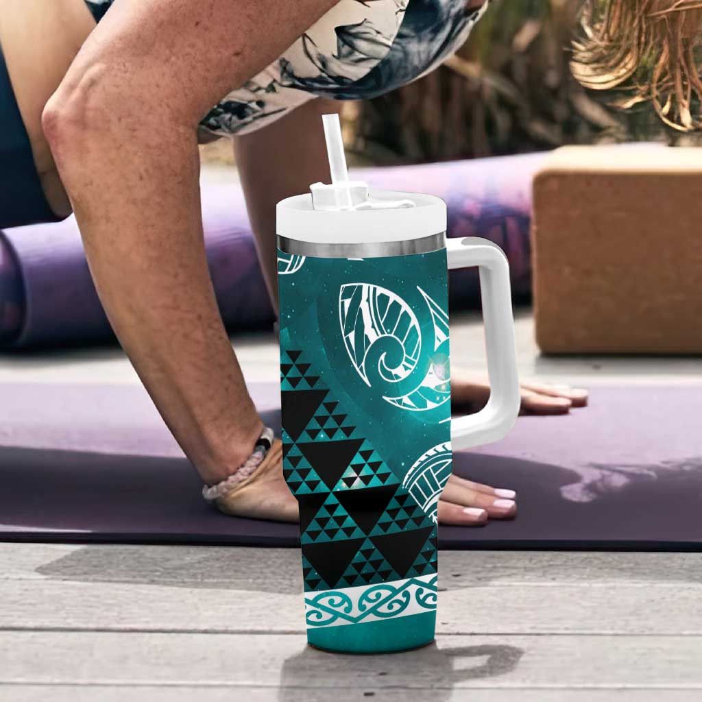 Matariki New Zealand Tumbler With Handle NZ Niho Taniwha Maori New Year Cyan Galaxy